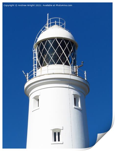 Portland Bill Lighthouse - WHITE Print by Andrew Wright