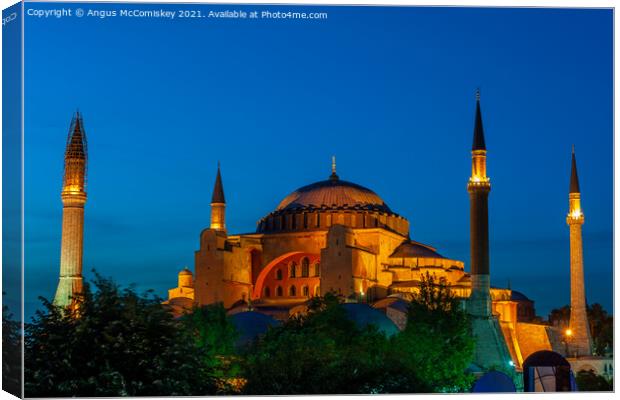 Hagia Sophia at dusk Canvas Print by Angus McComiskey