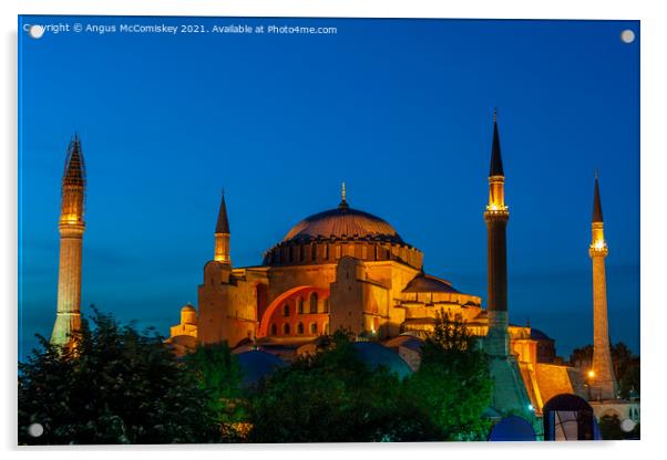 Hagia Sophia at dusk Acrylic by Angus McComiskey