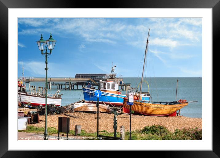 Deal Seafront Kent Framed Mounted Print by Diana Mower