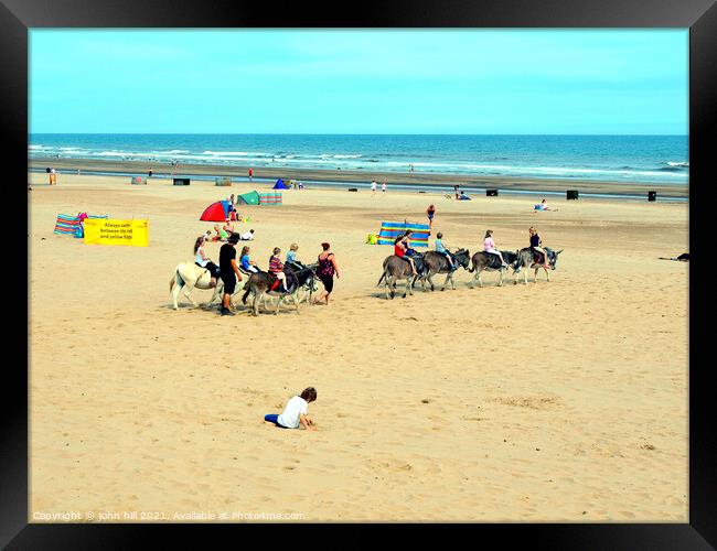 Donkey rides on Mablethorpe beach. Framed Print by john hill
