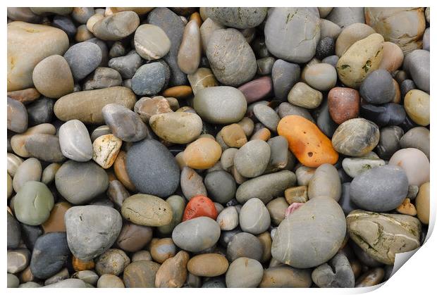 Smooth beach pebbles Print by Andrew Kearton