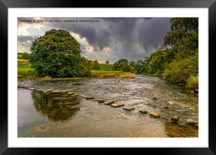 Stepping Stones on the River Wharfe above Burnsall Framed Mounted Print by Peter Stuart