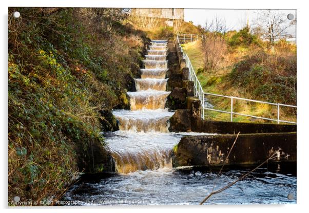 Earlstoun salmon ladder or fish pass, at Earlstoun Power Station Acrylic by SnapT Photography