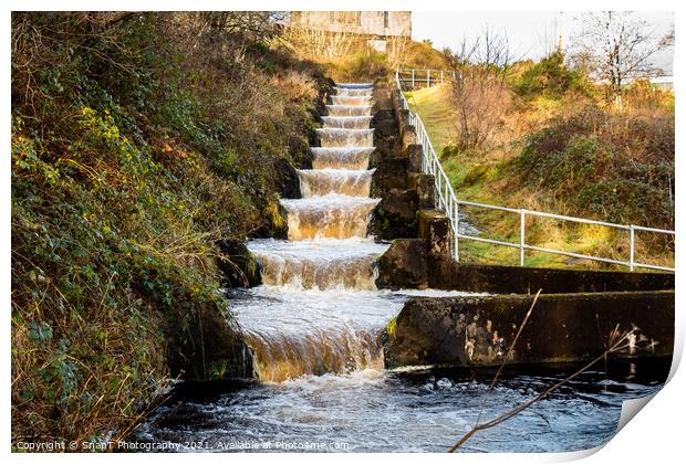 Earlstoun salmon ladder or fish pass, at Earlstoun Power Station Print by SnapT Photography