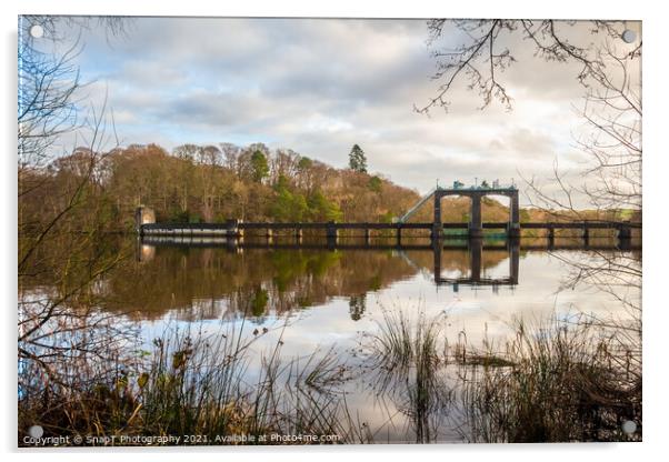 Earlstoun Loch and Dam on the Galloway Hydro Electric Scheme, Dalry, Galloway, Acrylic by SnapT Photography