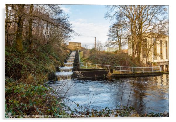 Earlstoun salmon ladder or fish pass, at Earlstoun Power Station Acrylic by SnapT Photography