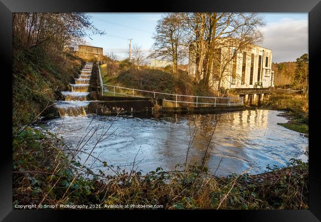 Earlstoun salmon ladder or fish pass, at Earlstoun Power Station and Dam, on the Water of Ken, Galloway Hydro Electric Scheme, Scotland Framed Print by SnapT Photography