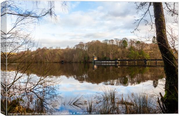 Earlstoun Loch and Dam on the Galloway Hydro Electric Scheme, Dalry, Galloway, Canvas Print by SnapT Photography