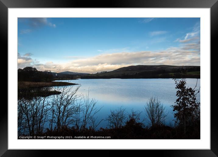 Carsfad Loch at sunset on the Galloway Hydro Elect Framed Mounted Print by SnapT Photography