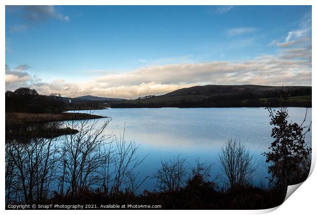 Carsfad Loch at sunset on the Galloway Hydro Elect Print by SnapT Photography