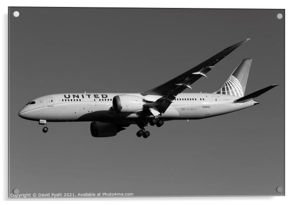 United Airlines Boeing 787-8                Acrylic by David Pyatt