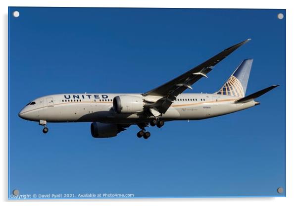 United Airlines Boeing 787-8         Acrylic by David Pyatt