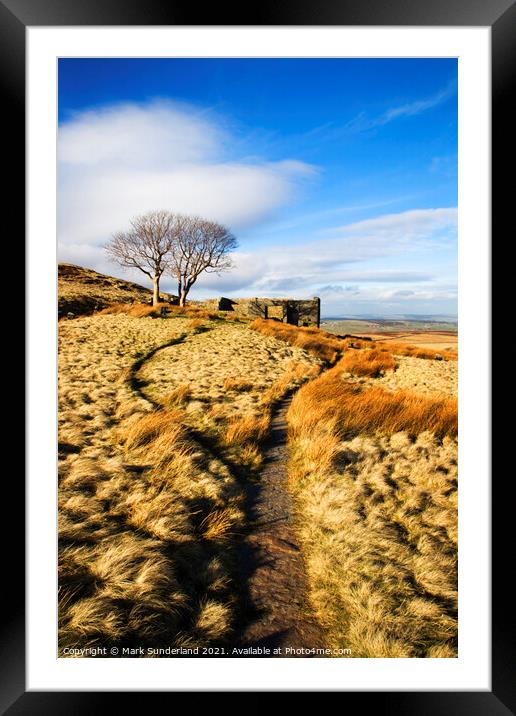 The Bronte Way at Top Withins Haworth Moor Framed Mounted Print by Mark Sunderland