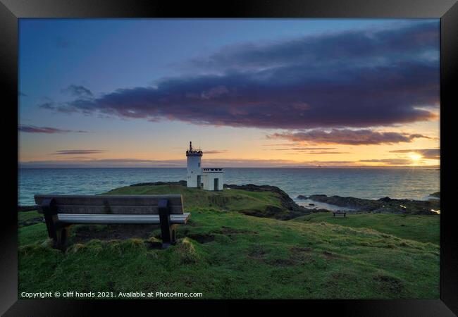 Outdoor ocean bench with view Framed Print by Scotland's Scenery