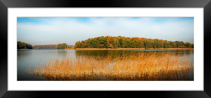 Autumn Lake Panorama Framed Mounted Print by Antony McAulay