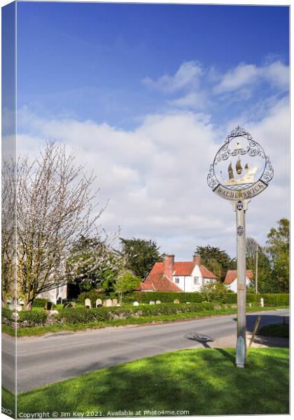 Walberswick Village Sign Suffolk Canvas Print by Jim Key