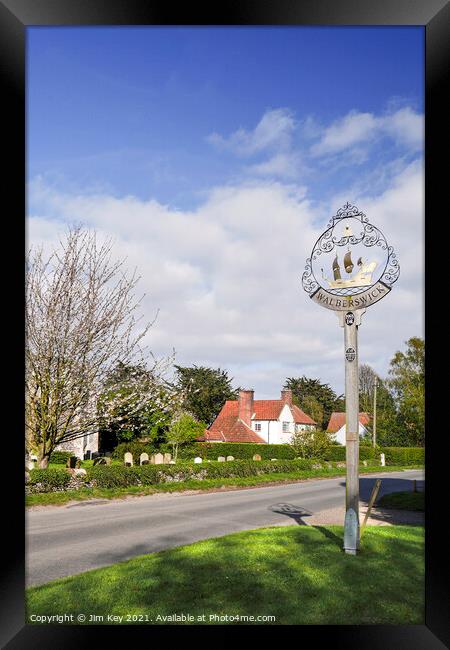  Walberswick Village Sign Suffolk Framed Print by Jim Key