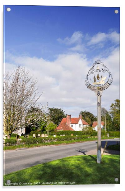  Walberswick Village Sign Suffolk Acrylic by Jim Key