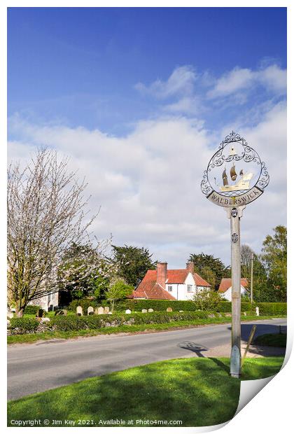  Walberswick Village Sign Suffolk Print by Jim Key