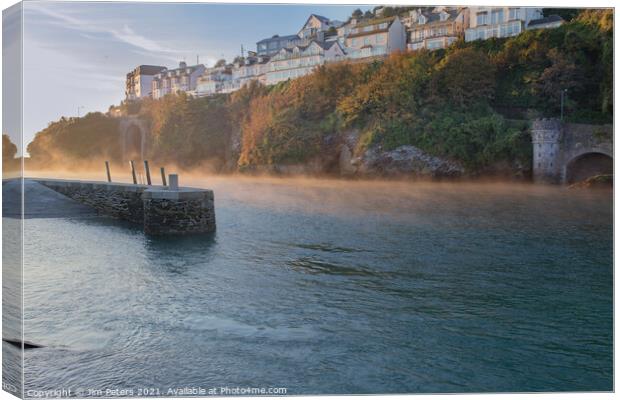 Steaming Looe Harbour South east Cornwall Canvas Print by Jim Peters