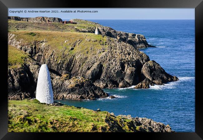 Harbour markers at Porthgain, Pembrokeshire Framed Print by Andrew Kearton