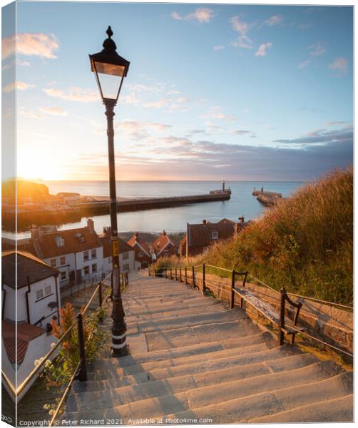 Whitby 199 Steps Canvas Print by Peter Richard