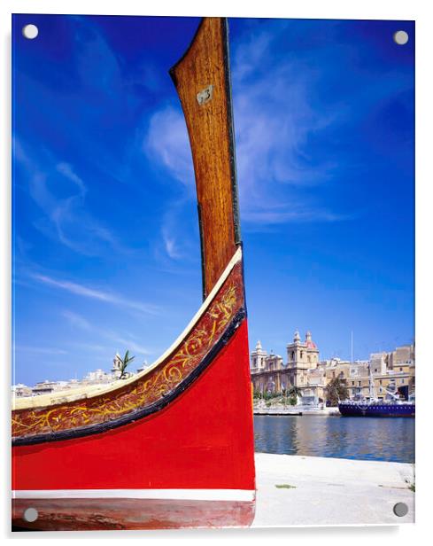 MALTA traditional water taxi. Acrylic by Philip Enticknap