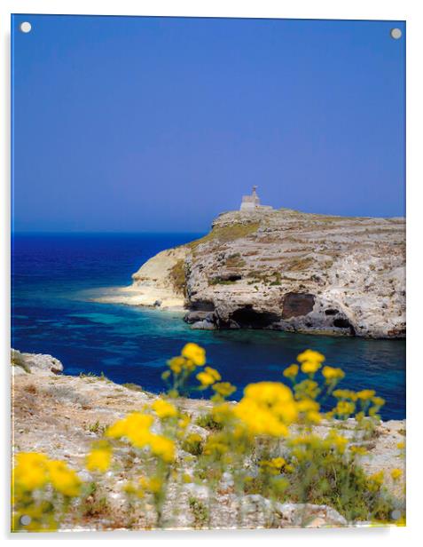 St. Pauls Island,Malta. Acrylic by Philip Enticknap