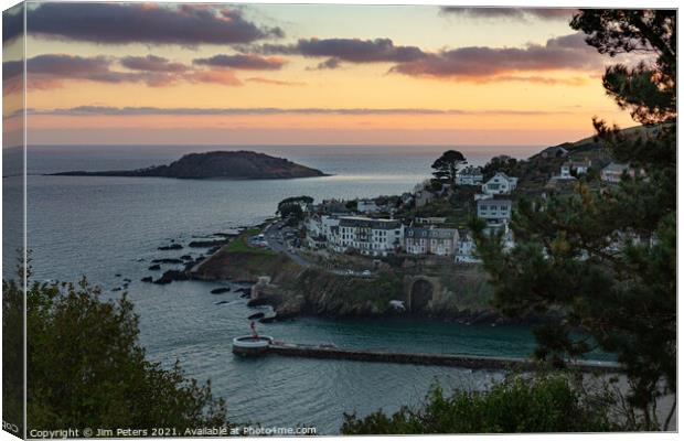 Looe Island at sunset Canvas Print by Jim Peters