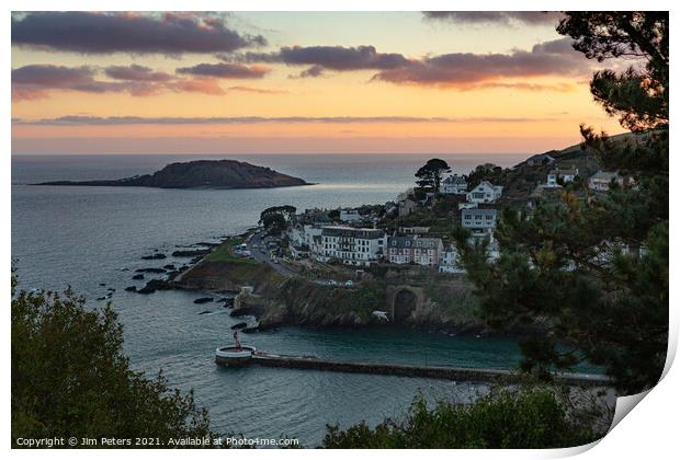 Looe Island at sunset Print by Jim Peters