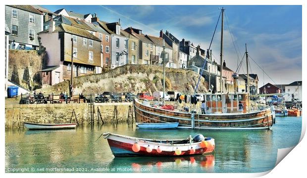 Mevagissey Cottages & Boats, Cornwall. Print by Neil Mottershead