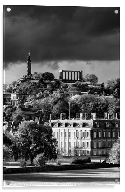 Dramatic Sky over Holyrood Palace & Calton Hill. Acrylic by Philip Leonard