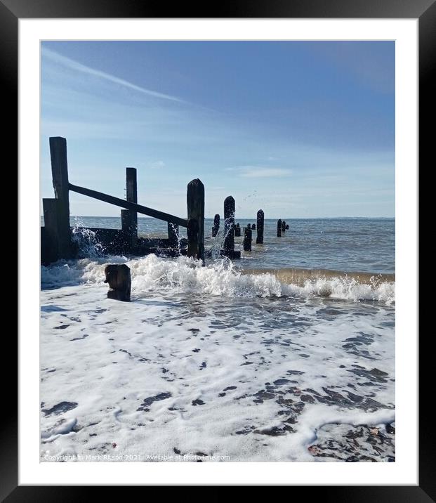 Waves Rolling over the Groyne  Framed Mounted Print by Mark Ritson