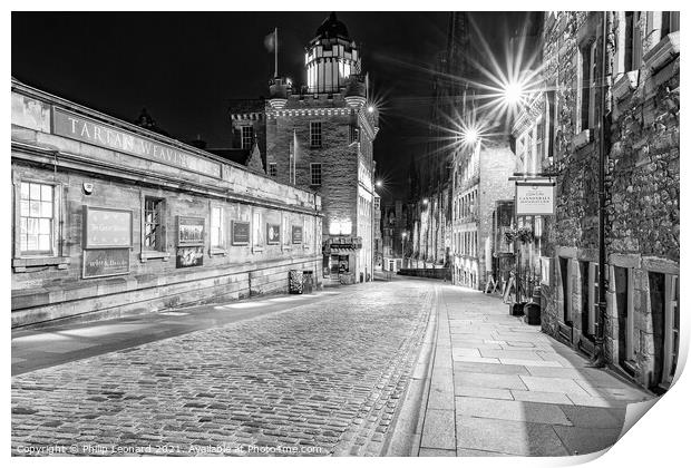 Monochrome View of the Royal Mile Edinburgh. Print by Philip Leonard