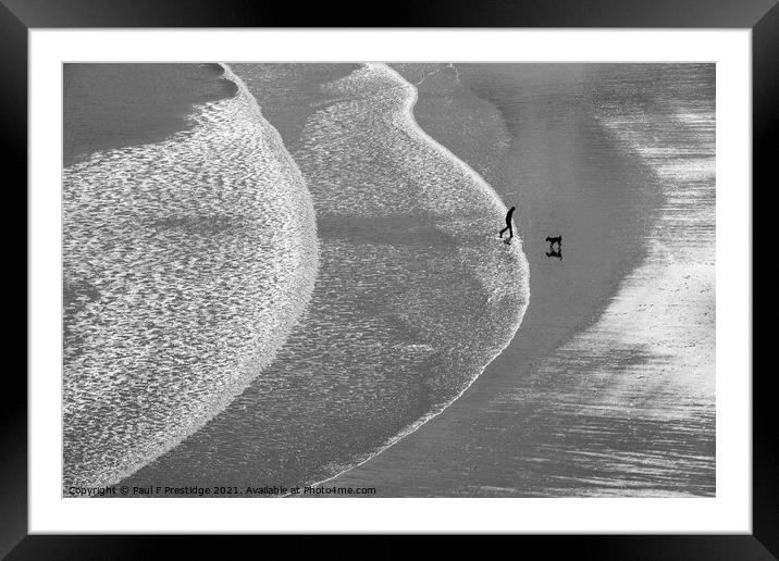 Black and White Abstract Wave Pattern              Framed Mounted Print by Paul F Prestidge