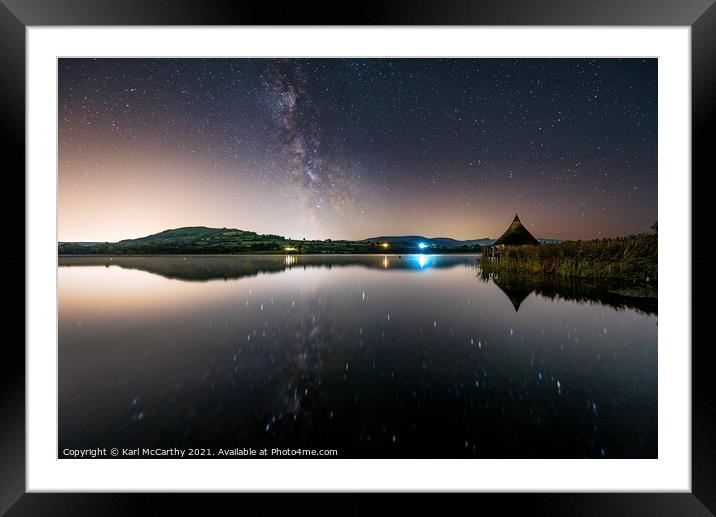 Llangorse Lake Night Reflection Framed Mounted Print by Karl McCarthy