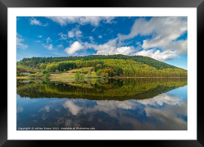 Geirionydd Lake Autumn reflections Framed Mounted Print by Adrian Evans