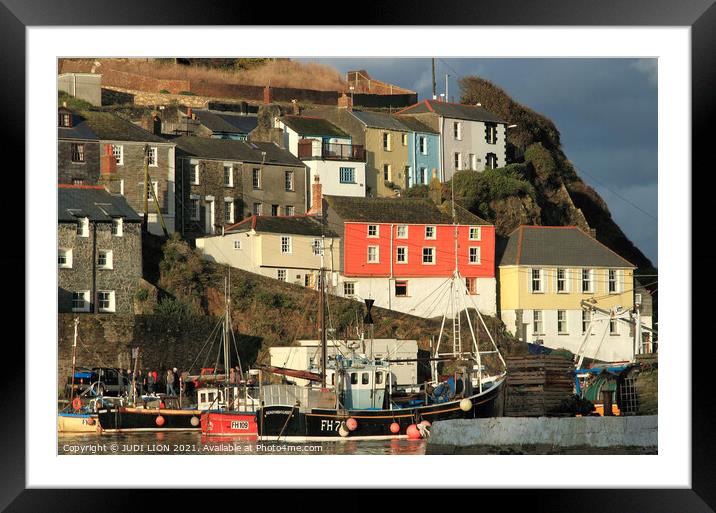 Evening in Mevagissey Harbour Framed Mounted Print by JUDI LION
