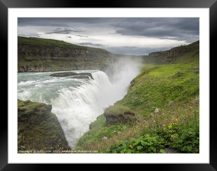 Gullfoss Waterfall and Spray Framed Mounted Print by JUDI LION