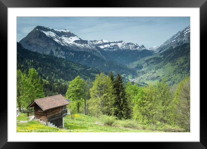 Mountain hut in French Alps Framed Mounted Print by JUDI LION