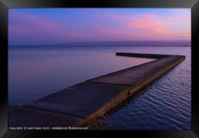 Marine Lake Sunset Framed Print by Liam Neon