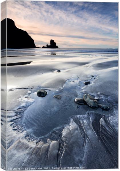 Talisker Beach Sunset Isle of Skye Scotland Canvas Print by Barbara Jones