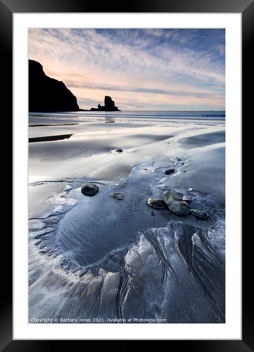 Talisker Beach Sunset Isle of Skye Scotland Framed Mounted Print by Barbara Jones