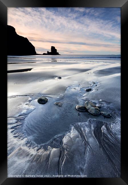 Talisker Beach Sunset Isle of Skye Scotland Framed Print by Barbara Jones