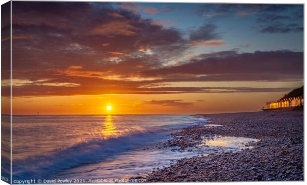 Sunrise Over Cromer Beach Norfolk Canvas Print by David Powley