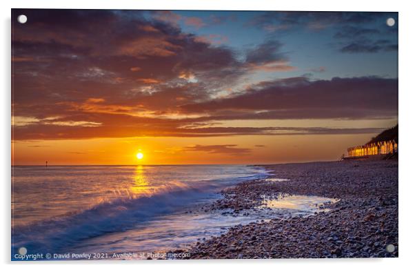 Sunrise Over Cromer Beach Norfolk Acrylic by David Powley