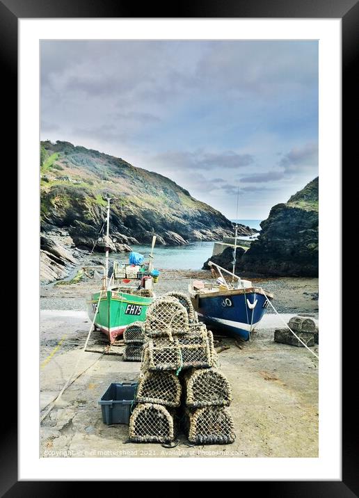 Portloe Lobster Pots & Boats, Cornwall. Framed Mounted Print by Neil Mottershead