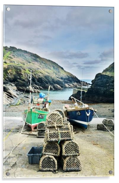 Portloe Lobster Pots & Boats, Cornwall. Acrylic by Neil Mottershead