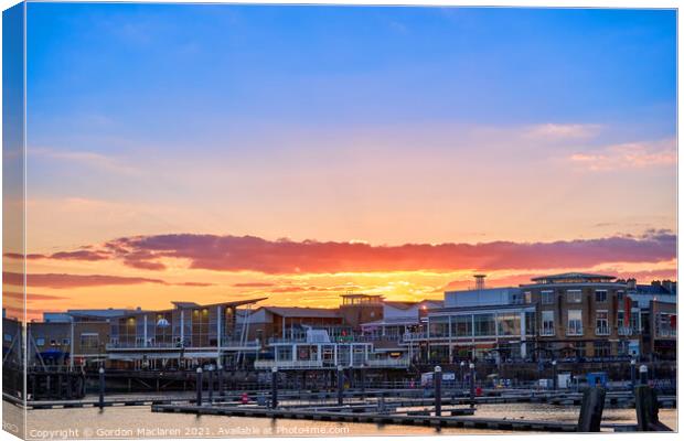 Glorious Winter Sunset over Cardiff Bay  Canvas Print by Gordon Maclaren